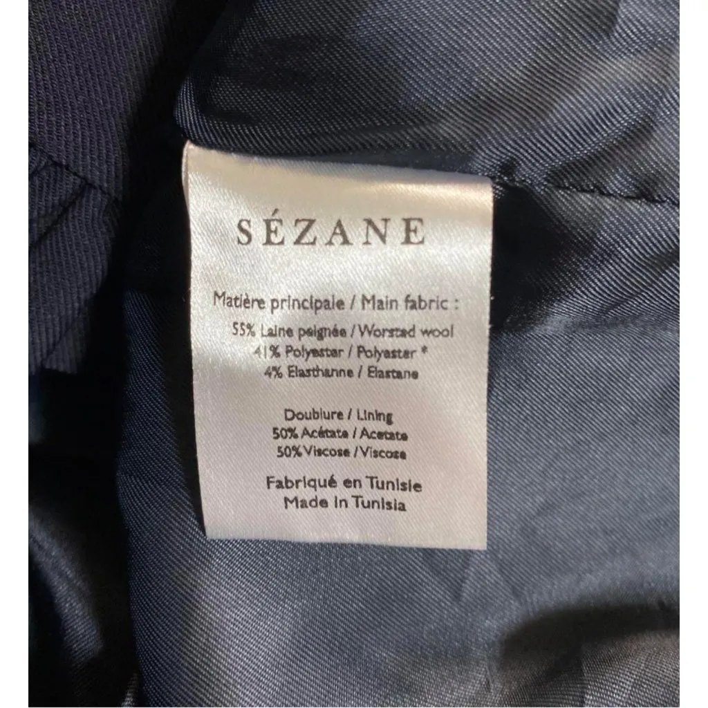 Sezane Hugo wool Jacket blue navy Marine SZm bust36.5 US4 Size 4 - Image 5