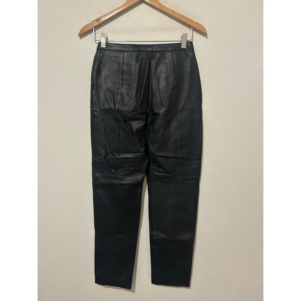 Vintage Hugo Buscati Black Leather Pants Womens Size 2 Moto Grunge Goth Punk - Image 9