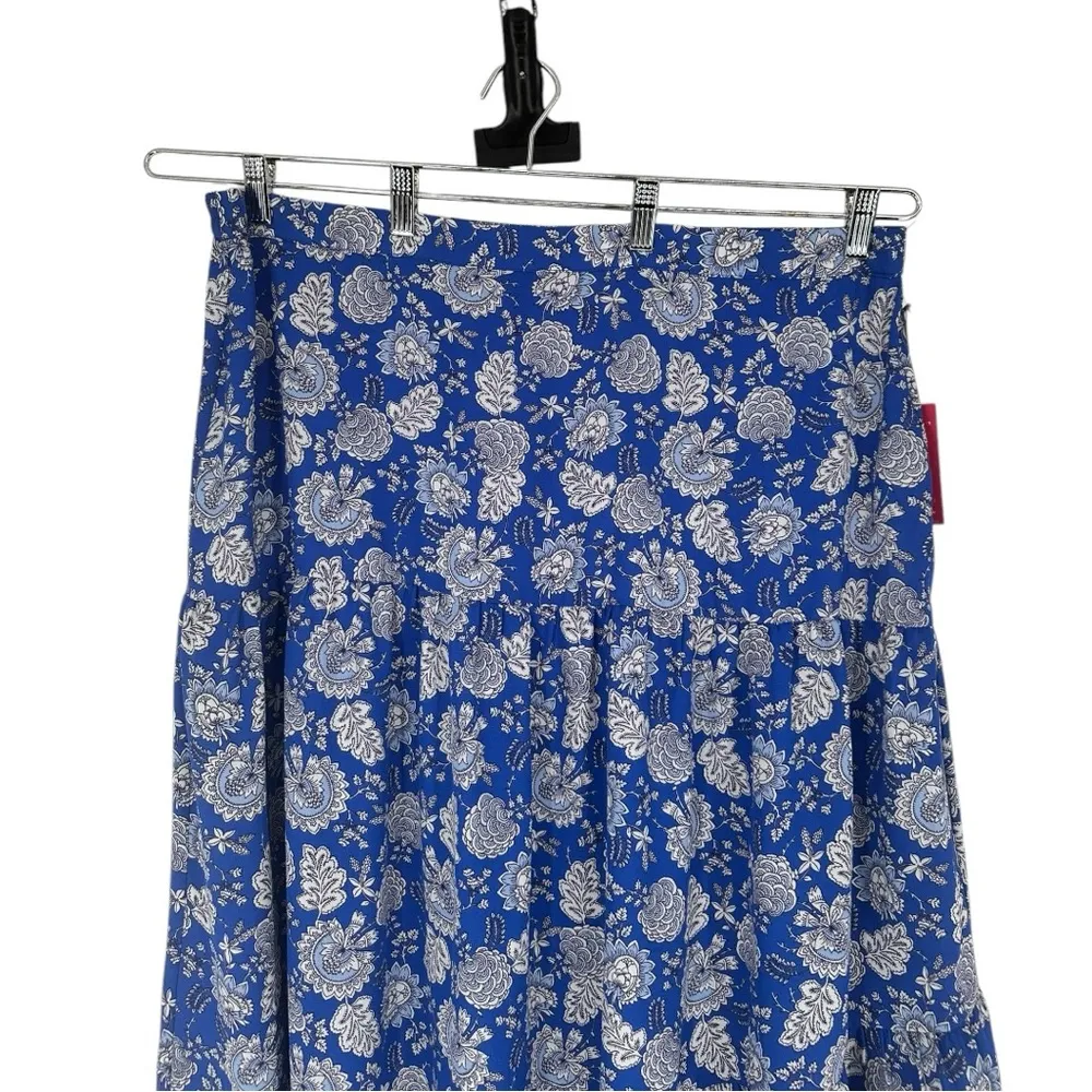 Vince Camuto Asymmetrical-Hem Maxi Skirt size 2X Blue Floral Print - Image 4