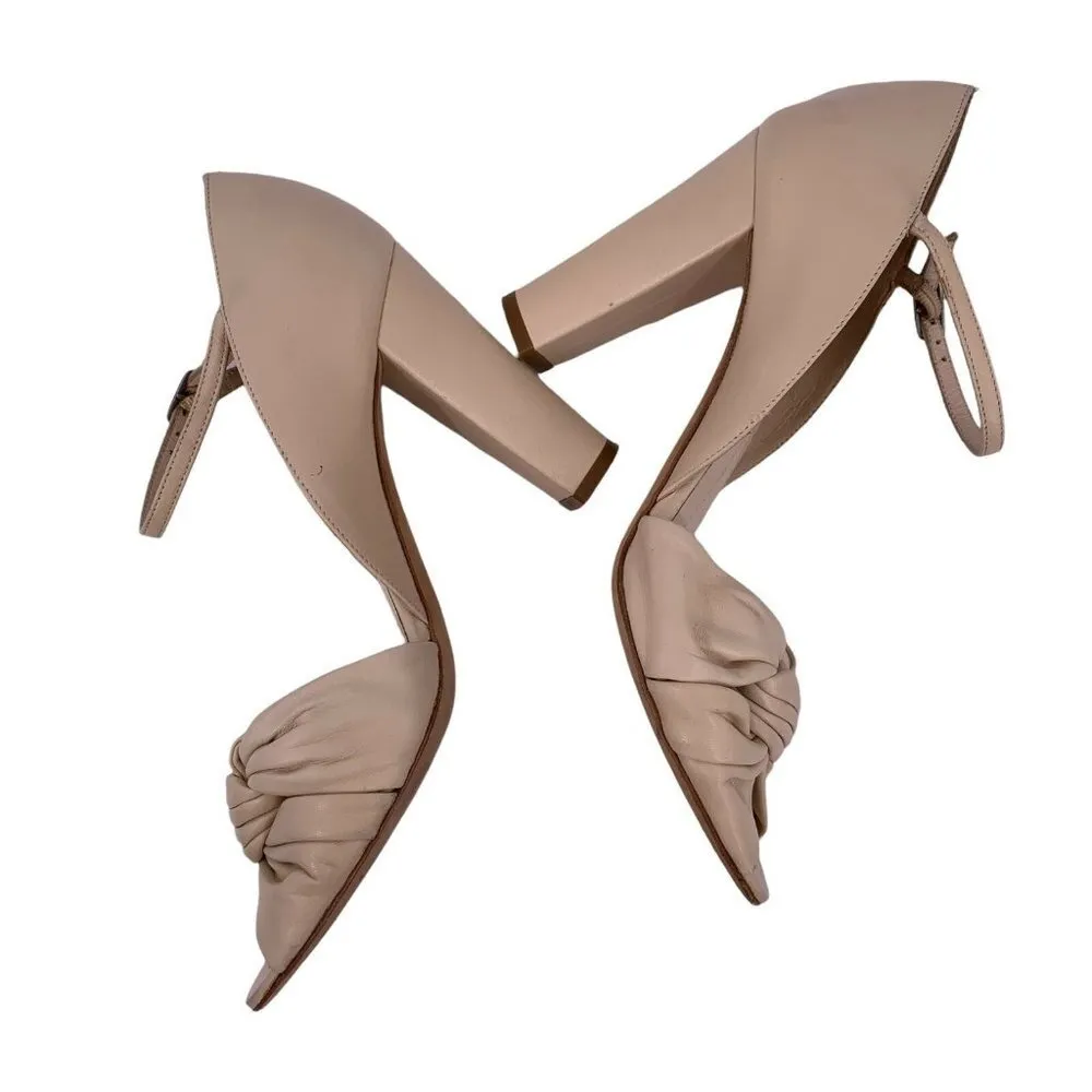 KENZO Bone Leather Peep Toe D'Orsay Ankle Strap Heels Size 37 Pumps White - Image 5