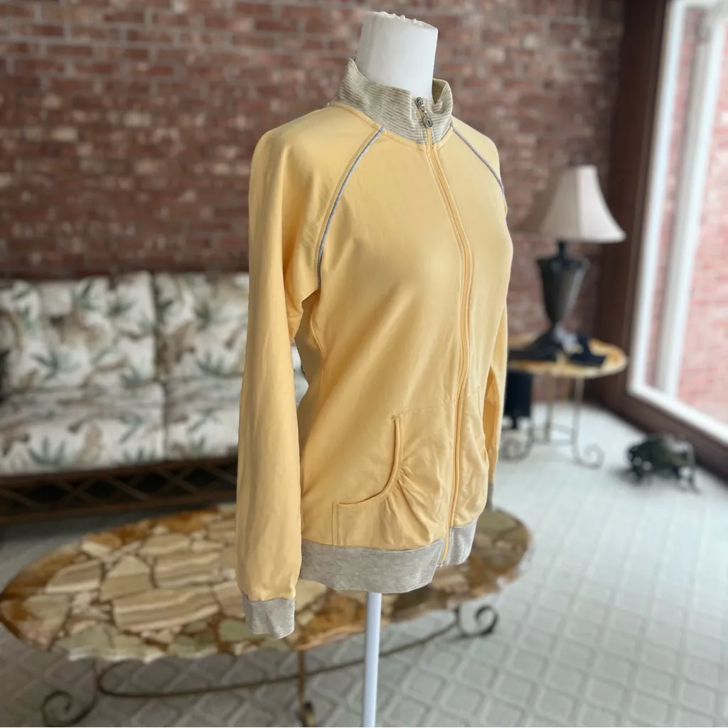 New York Laundry Jacket Knit Full Zip Yellow S Cotton Terry Cloth Lined Spring - Image 15