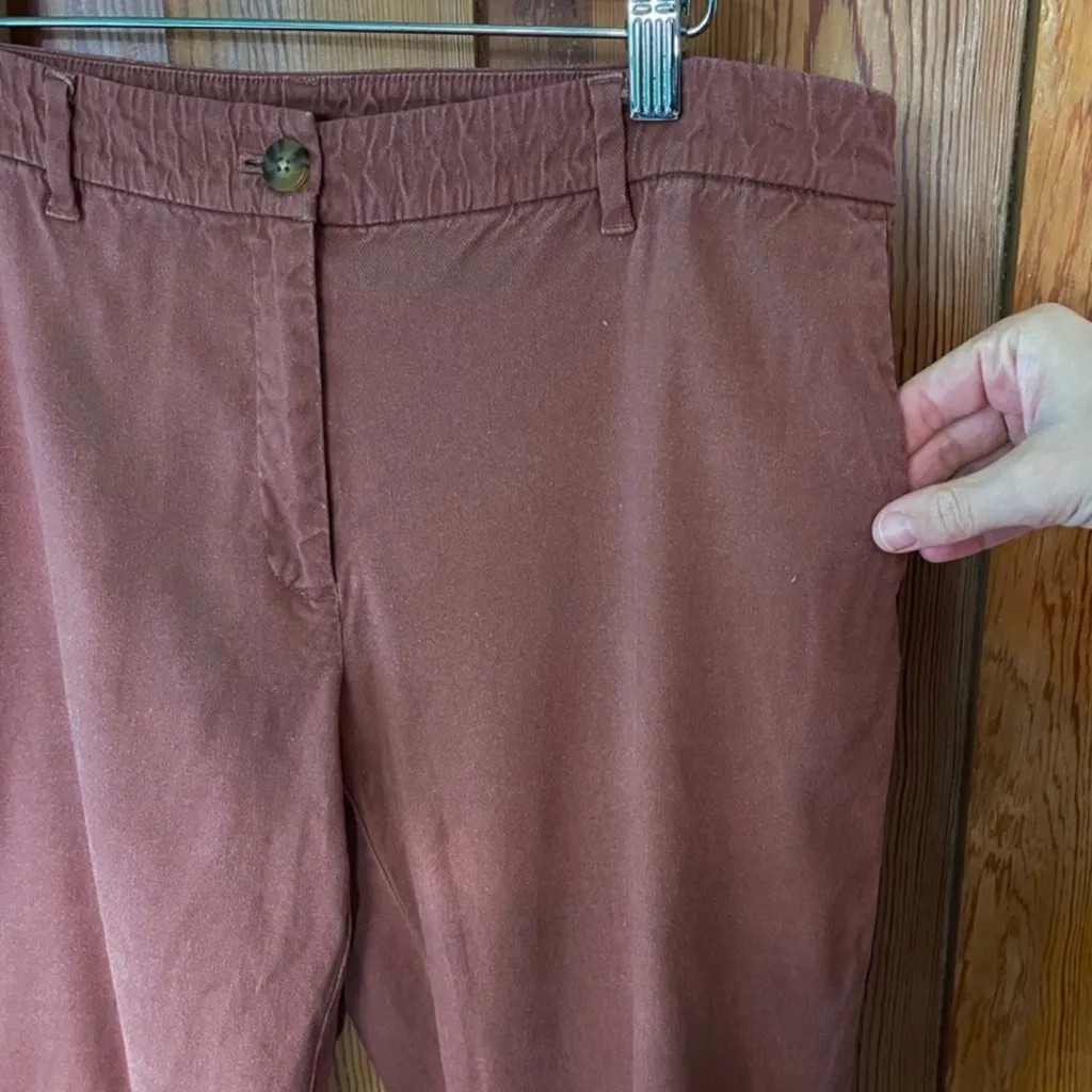J Jill Linen Blend Stretch Waist Cropped Chocolate Brown Pants Size 10🍄 - Image 4