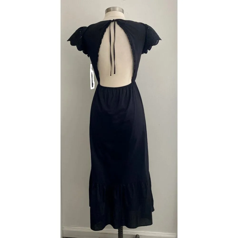 Jason Wu | S | Midi Dress Ruffle Tiered Eyelet Flutter Sleeve Sundress Smocked - Image 2