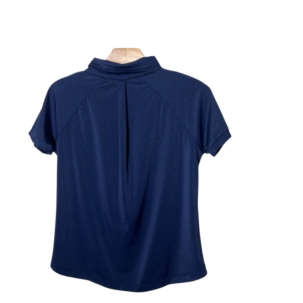 L’ETOILE Easy Breezy Polo Navy Blue Printed Top Size M - Image 9