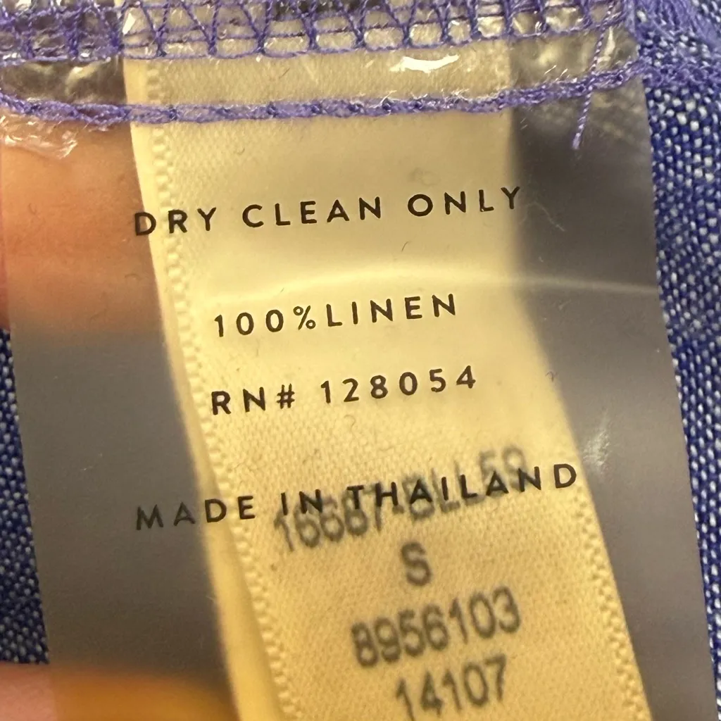 AYR The Coastline Linen Button Down Tunic Top Indigo Blue Coastal Lagenlook - Image 8