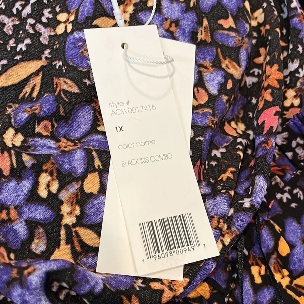 Adyson Parker Long Sleeve Floral Tier Peasant Blouse Purple Size 1XL New w/ Tag! - Image 7