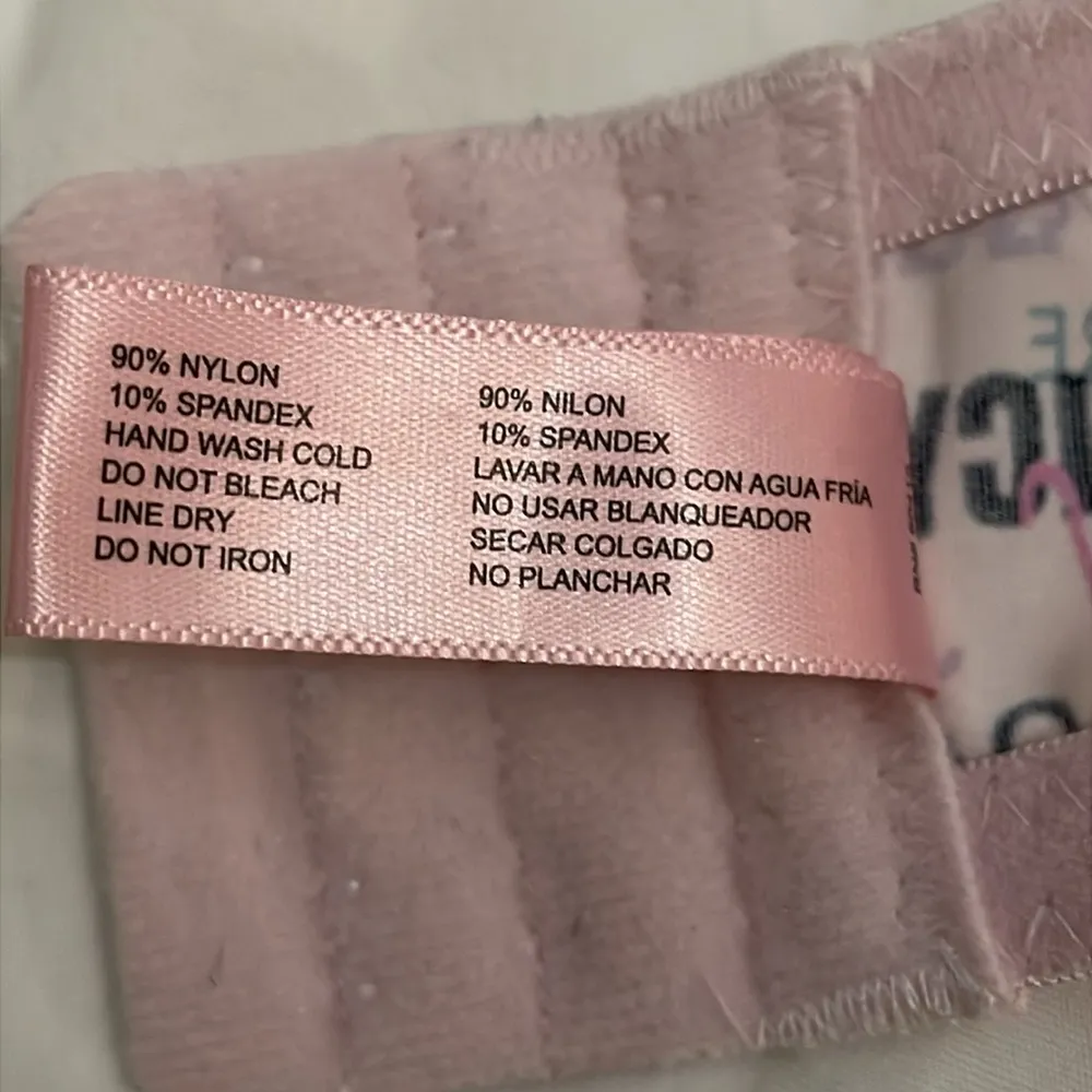 Juicy Couture Pink Bra with Text Print Womens Size 40D Padded Underwire Logo - Image 6