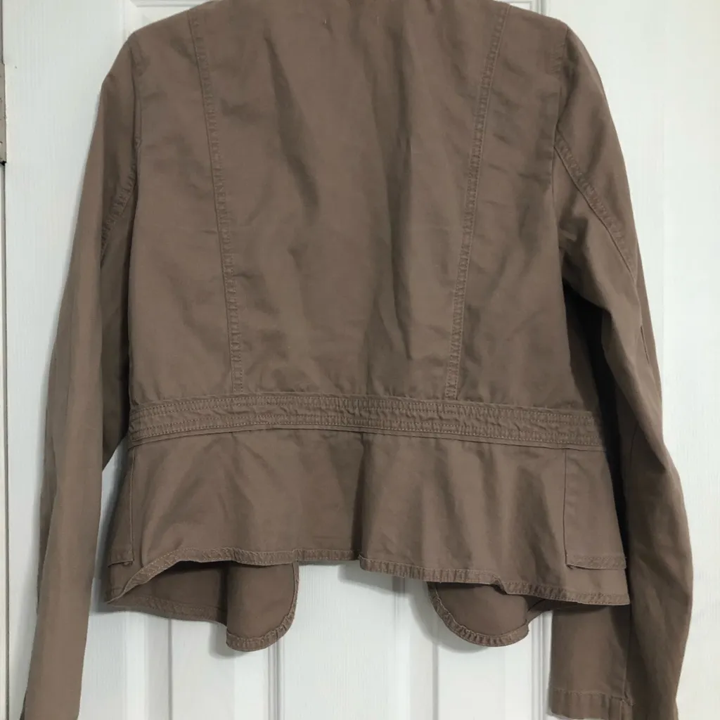 Loft tan brown light weight jacket 100% cotton women‎ size medium outdoor spring - Image 8