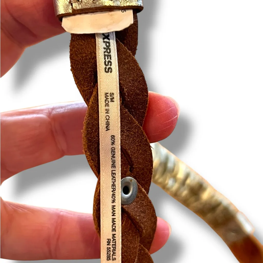 The Limited Gold Metallic w/ Silver Embellished Jeweled Beaded Stretch Belt S/M - Image 4