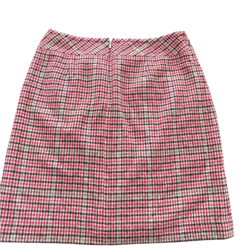 Talbots Plaid Wool Blend A~Line Skirt Sz 2 Zipper Pockets Lined High Waist Pink - Image 3