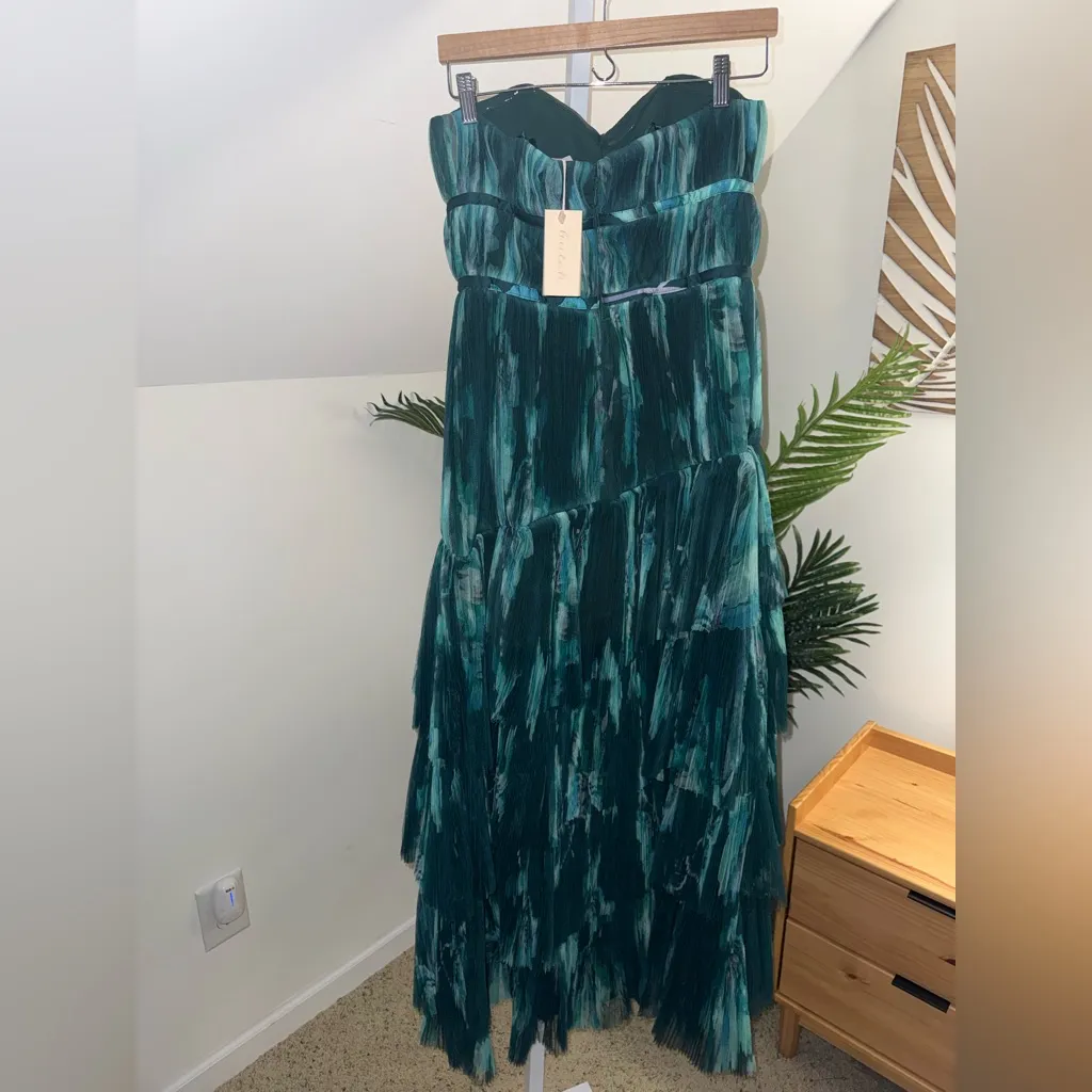 Hutch Lanza Strapless Tiered Ruffle Maxi Dress 4 Anthropologie Tulle Gown NWT - Image 7