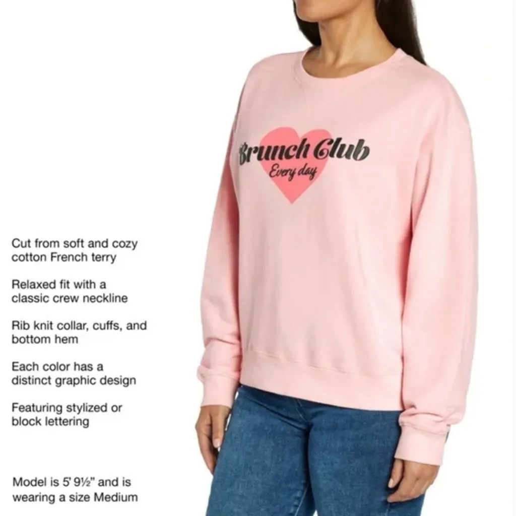 NWT Wildfox Graphic Crewneck “Brunch Club Everyday” Sweatshirt XXL - Image 6