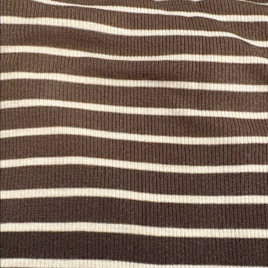 ATM women Stripe Knit Dress stretch long sleeve olive green Black cream Sz L NWT Size L - Image 7