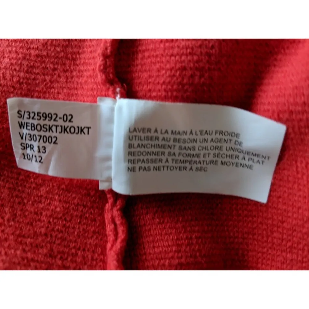 Banana Republic Tipped Sweater Jacket Red Navy M New - Image 8