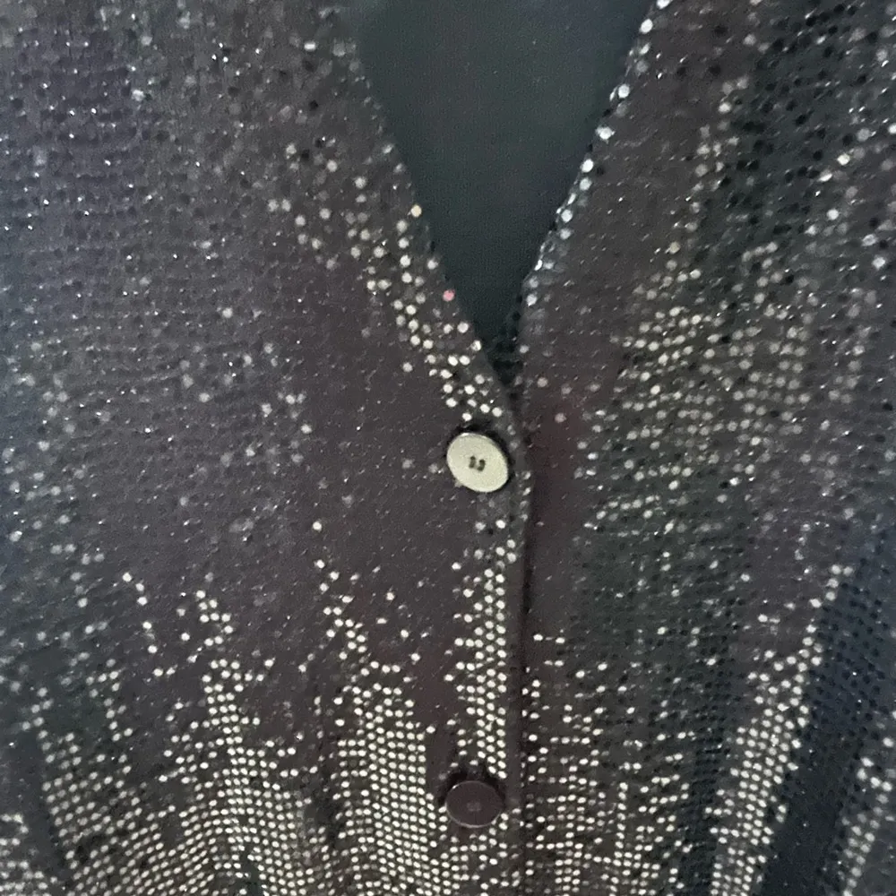 ZARA Black Sequin Sleeveless Vest V Neck Button Down Dress Sz XS - Image 4