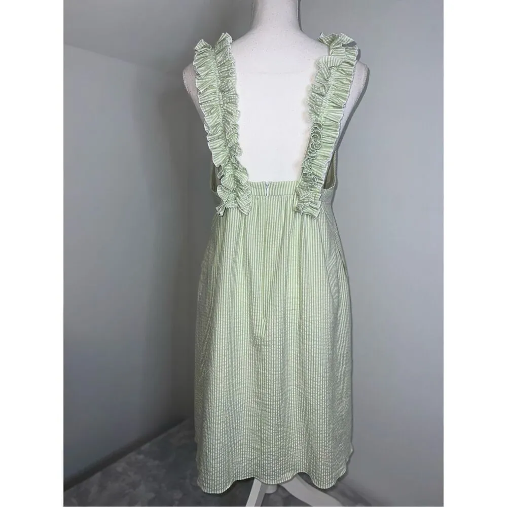 Women’s Mint Green & White Striped Frilly Tank Mini Dress 10 Green - Image 9