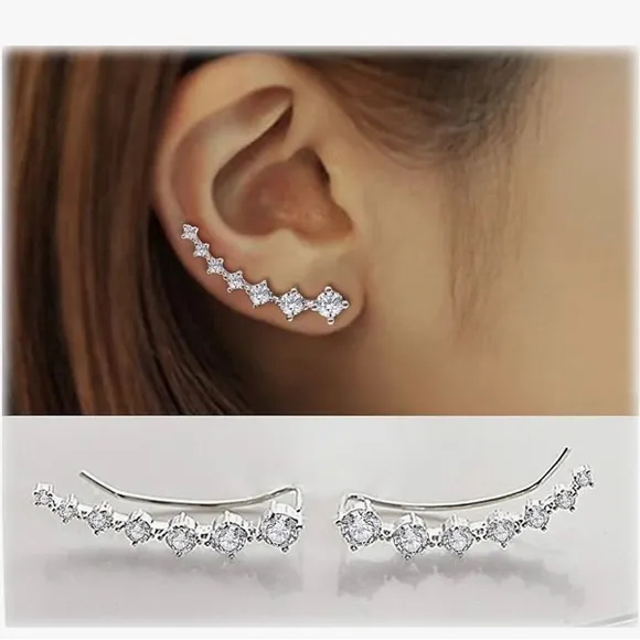 Womens cartilage 7 crystals ear cuffs hoop climber /new - Image 2
