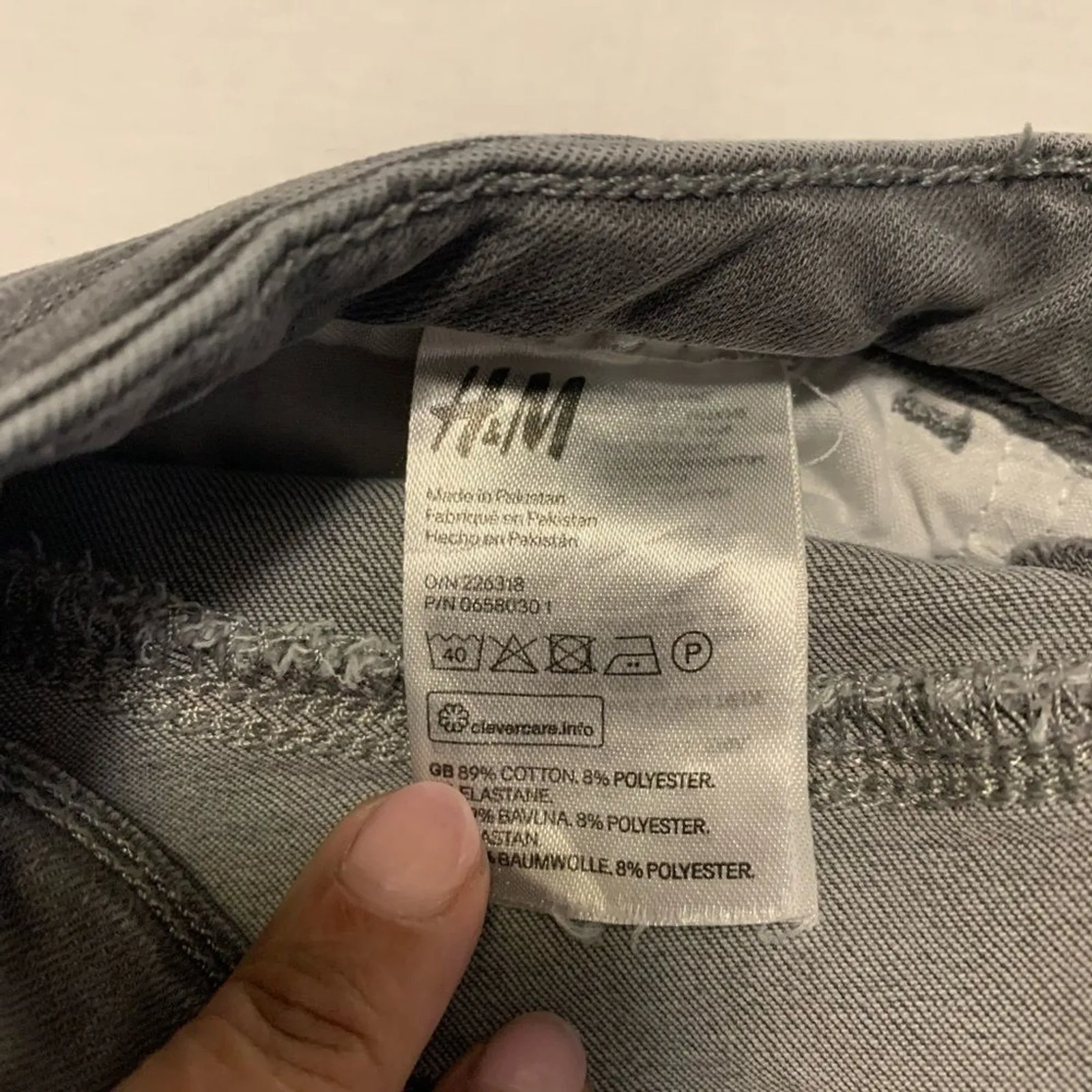 H&M Gray Wash Distressed Skinny Denim Jeans‎ Grunge Casual Pants Size 27W 30" # - Image 11