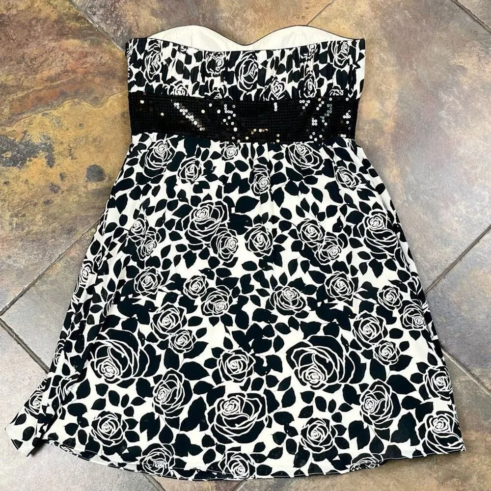 White House Black Market Silk Floral Sequined Sleeveless Mini Dress 12 - Image 9