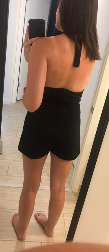 Boutique Halter Plunging Black Romper - Image 2