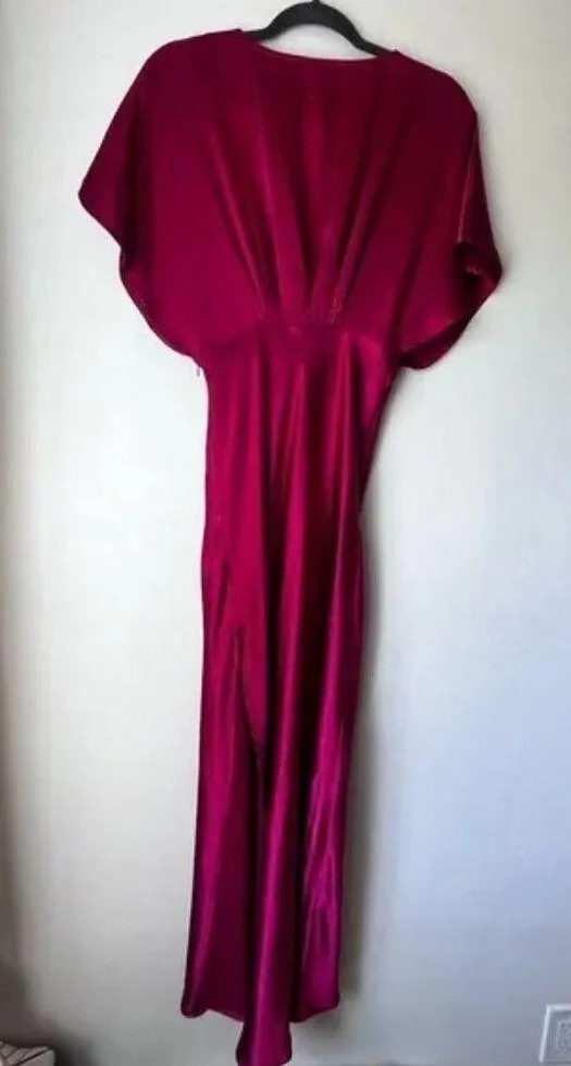 Petal and Pup  Ricki Ruby Wine Satin Maxi Dress S - Image 9