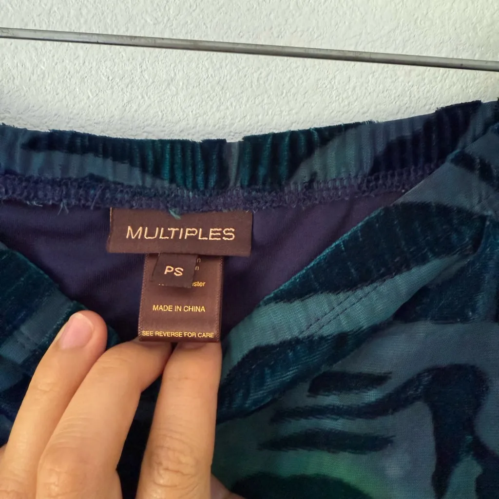 Multiples Blue and Black Tiered Midi Skirt - Image 3