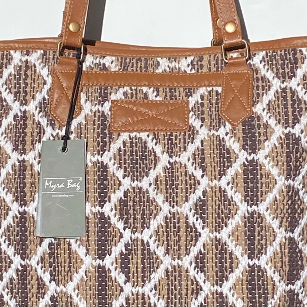 NWT Myra Bag PERFECT MATCH Patterned TOTE BAG with Leather Patchwork - Image 5