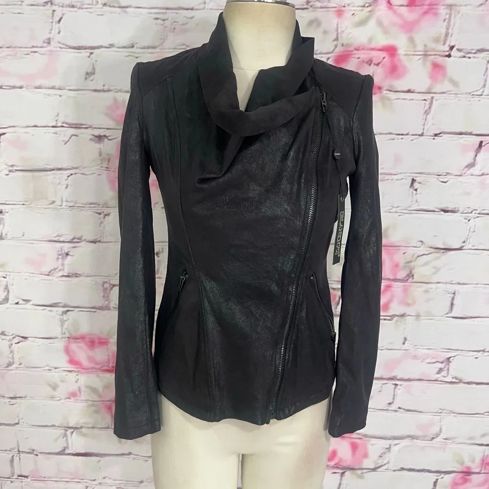 Blank nyc nwt black faux leather moto asymmetric zipper jacket size xs - Image 7