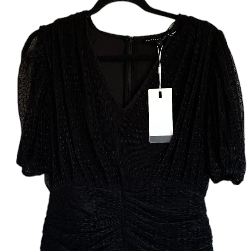 NWT ENDLESS ROSE Mesh Ruched Puff Sleeve Minidress In Black - Image 12