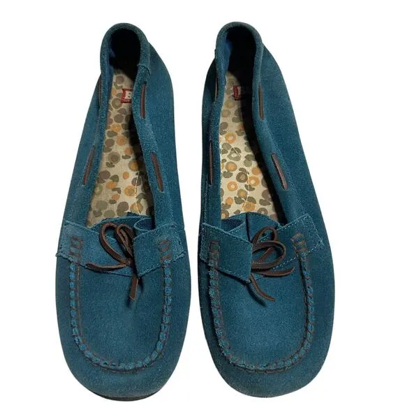 BC Footwear Teal Leather Moccasins Women's Size 10 Suede Slip On Loafers - Image 2