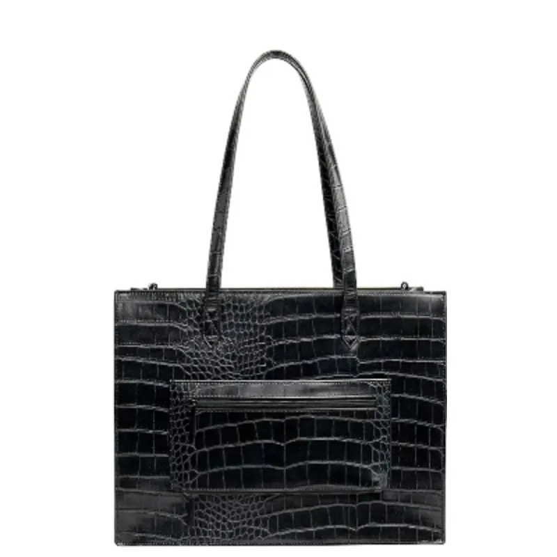 BEIS The Work Tote Large Black Croc Faux Vegan Leather Crosbody Strap Tote Bag - Image 3