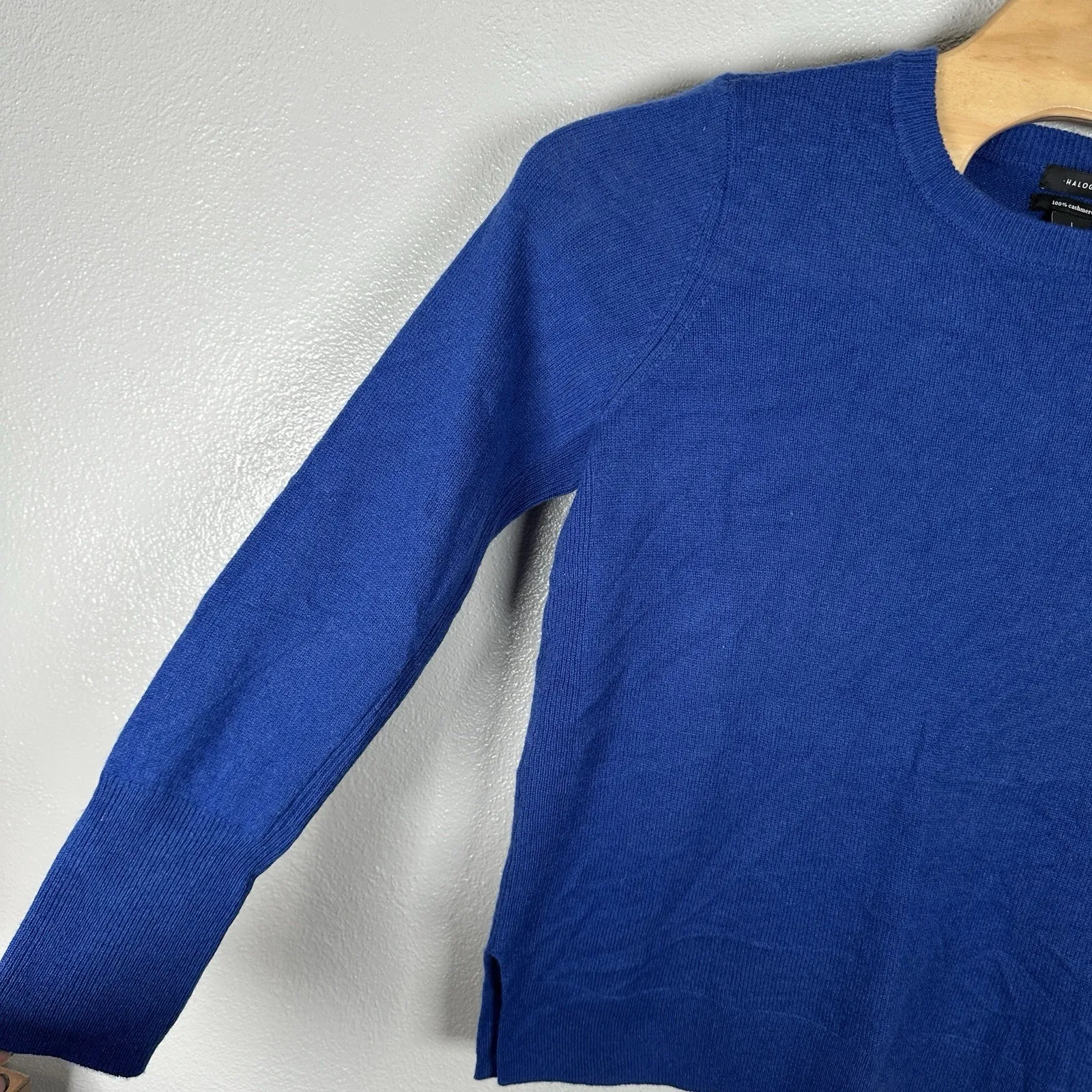 Halogen  Cashmere Sweater Womens Large Blue Crew Neck Soft Pullover Lightweight - Image 2