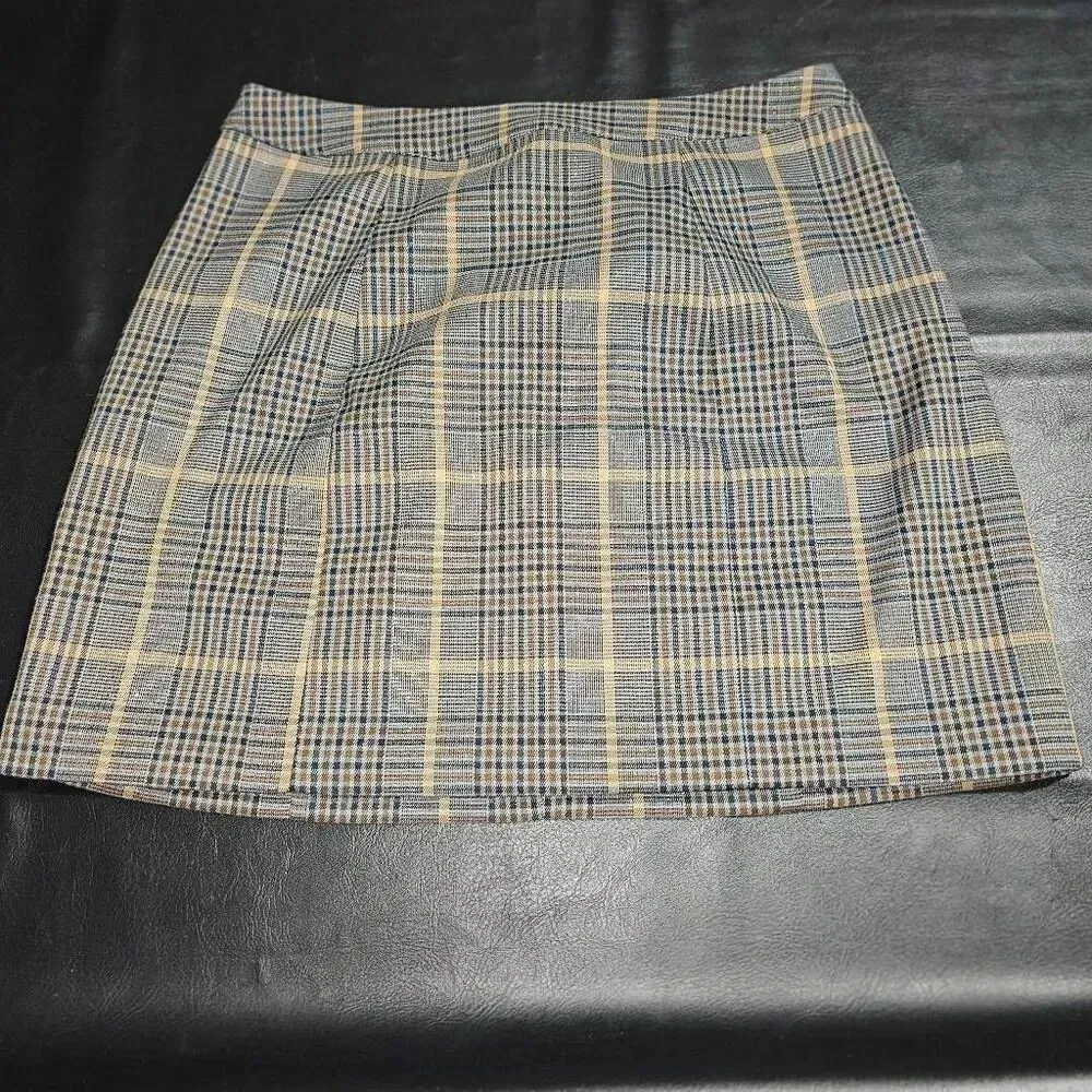 Lovers + Friends‎ Womens Gray Plaid Kim Mini Skirt Large - Image 2