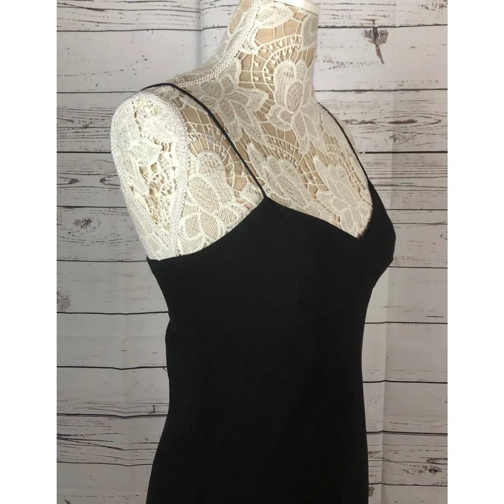 Y2K Ann Taylor Silk tiered Formal Black Spaghetti strap Dress size 4 - Image 4