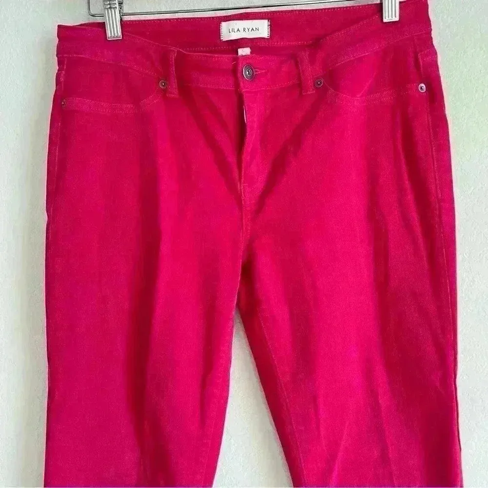 Lila Ryan Crop Jeans Women's Size 31 Solid Cuffed Berry Pink Barbie Core Capsule - Image 3