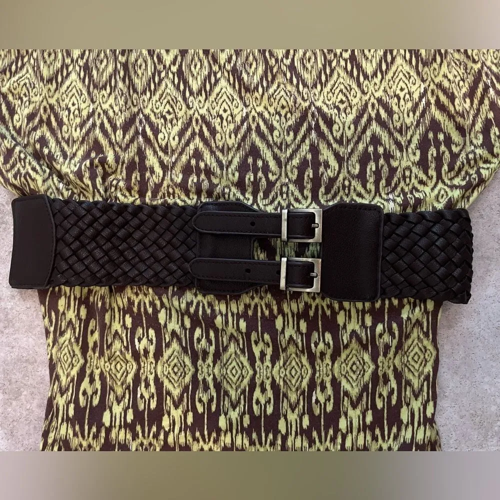 Cynthia Rowley Maxi Dress Sleeveless‎ Brown Green Tribal Print Size Medium - Image 5