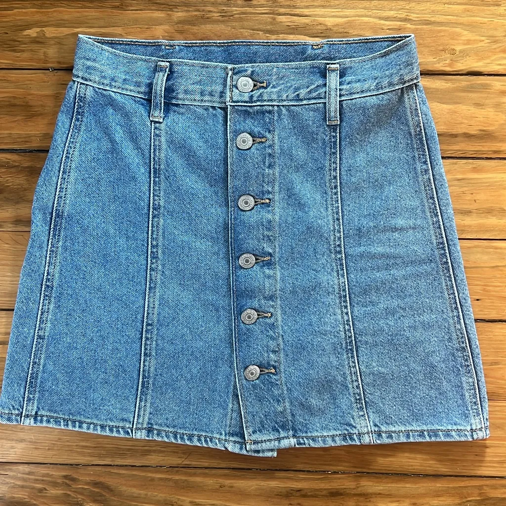 Vintage Levi button front denim midi skirt 90s 00s y2K classic jeans blue - Image 2
