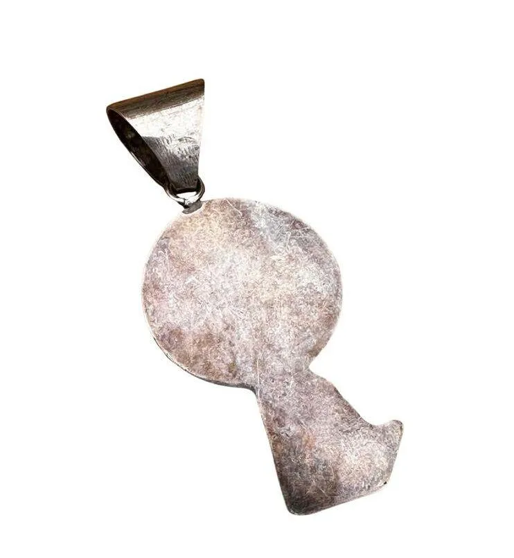 Sterling Silver Mother of Pearl Wolf Howling at Moon Pendant - Image 4