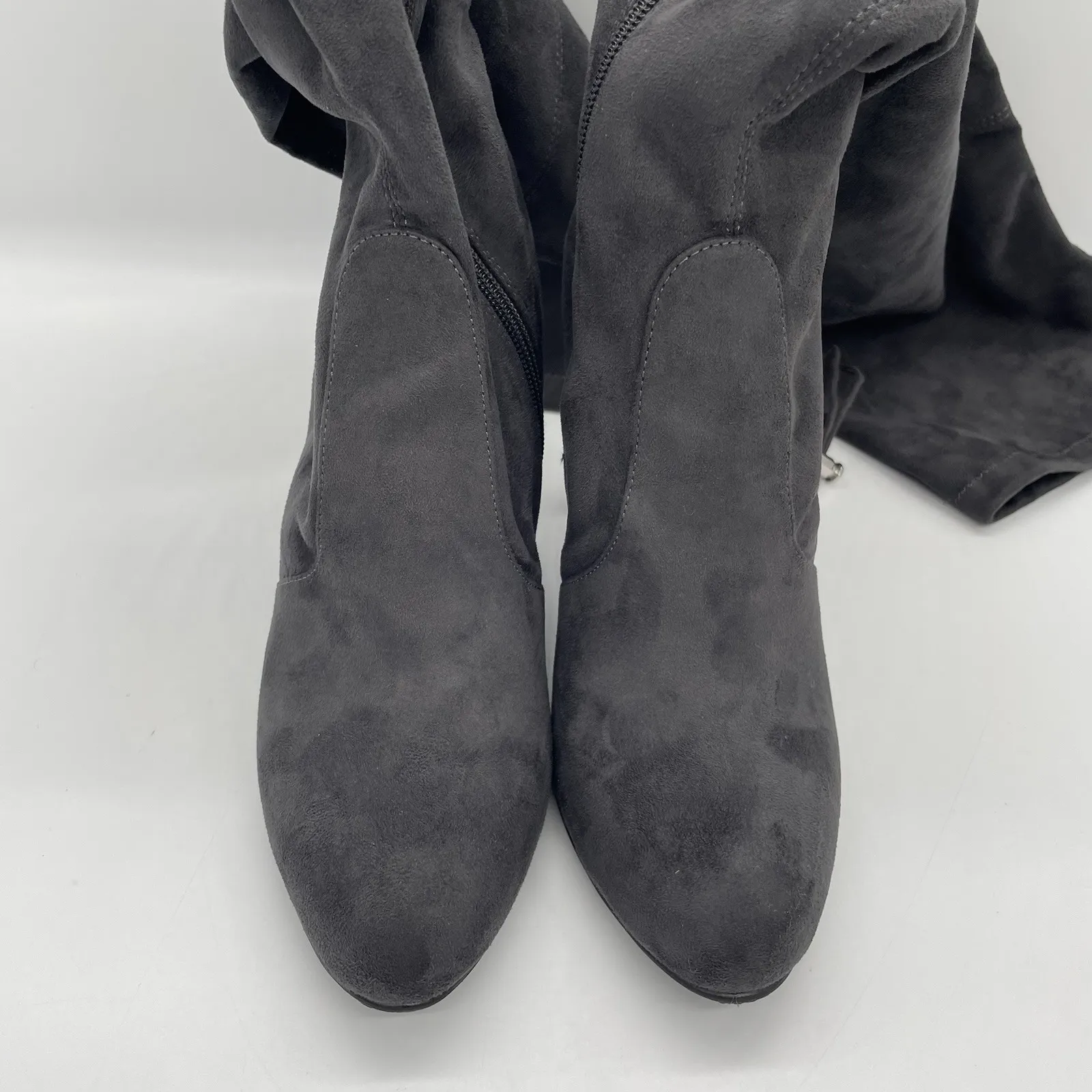 Sam Edelman Womens 8 Boots Kent Over the Knee Dark Gray Soft Vegan Suede Hi Heel - Image 4