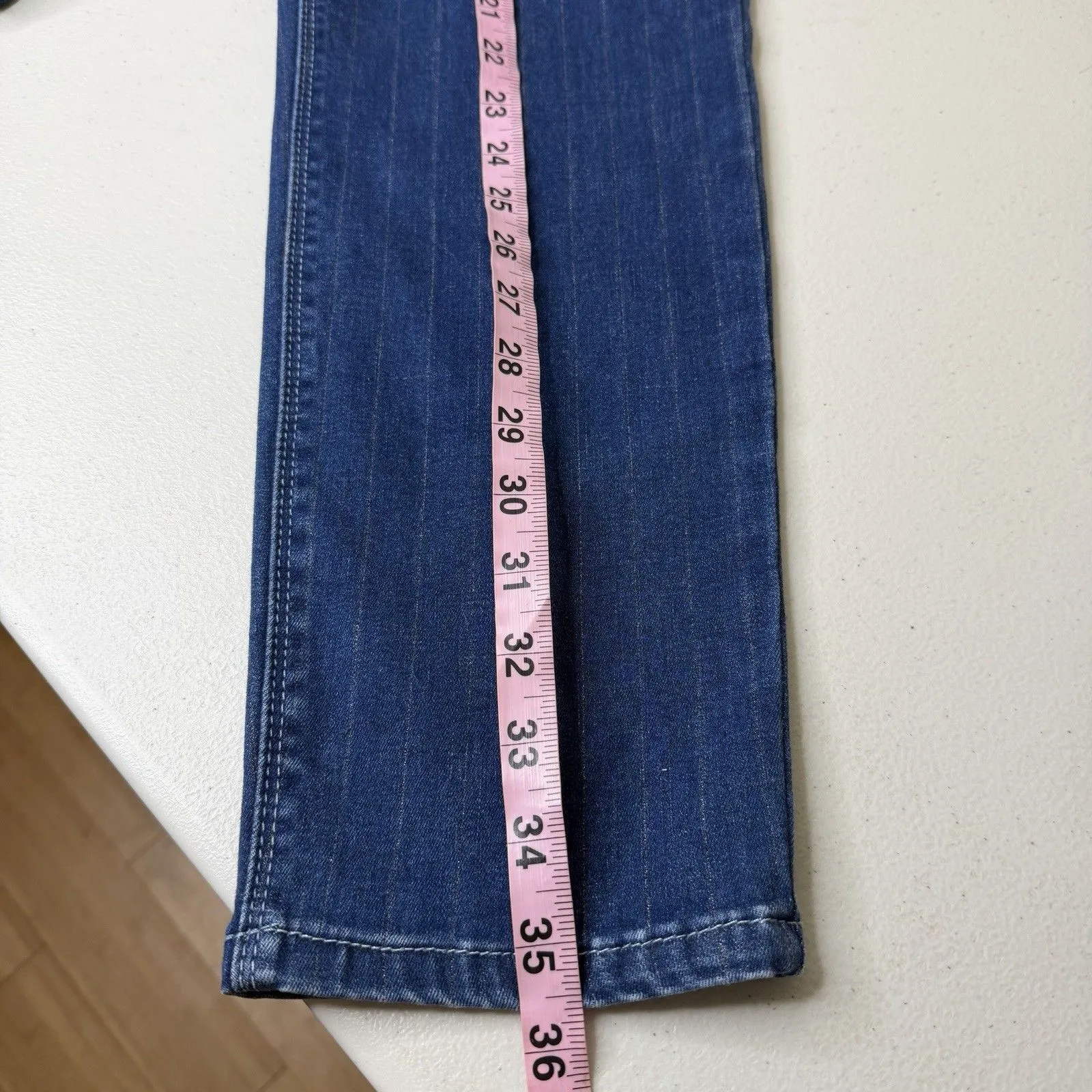 Laurie Felt Jeans Womens 12 Petite Blue Metallic Pin Stripe Ankle Skinny Size 12P - Image 9