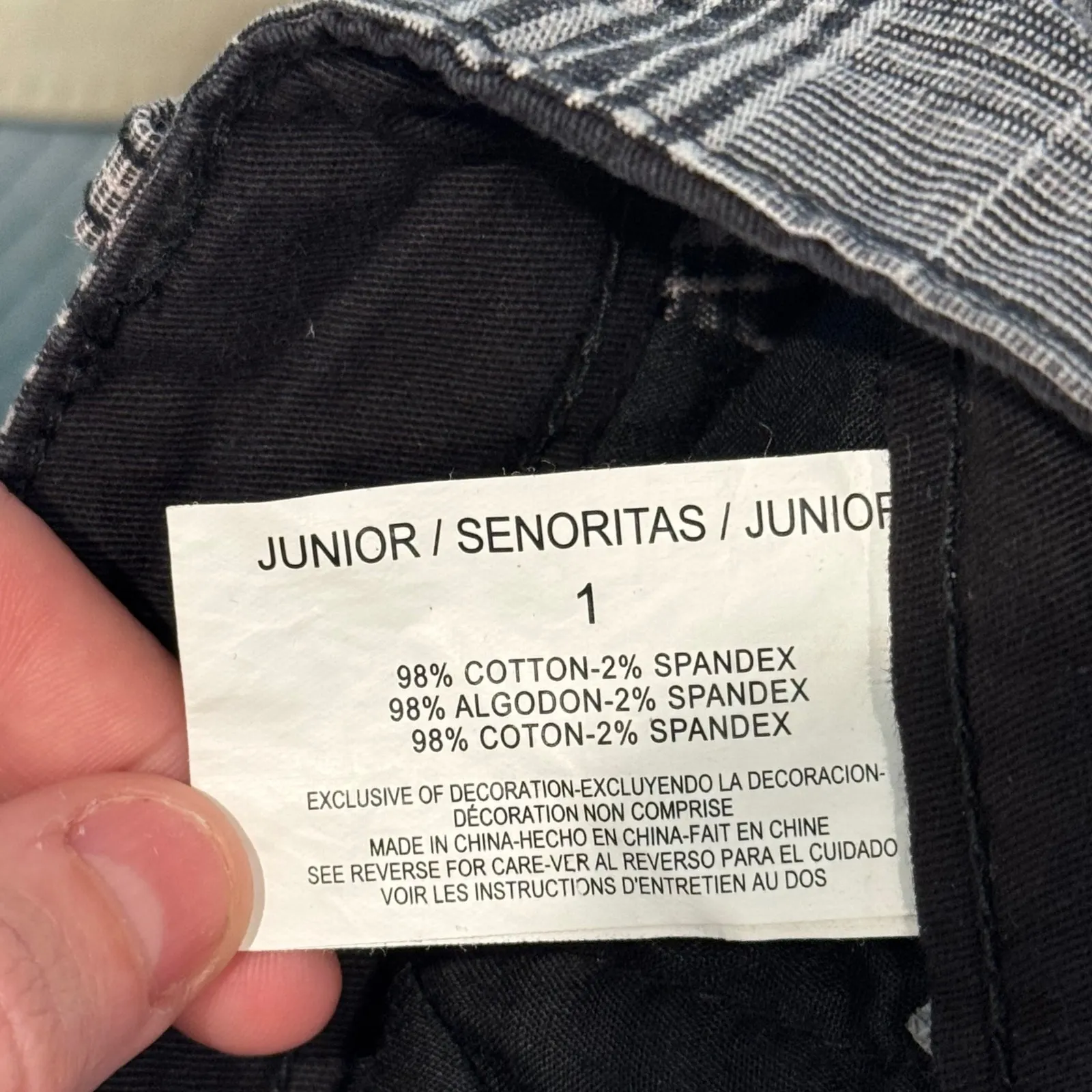 Y2K GLO Jeans Women's Size 1 Plaid Bootcut low rise Trousers Black Gray Preppy - Image 5