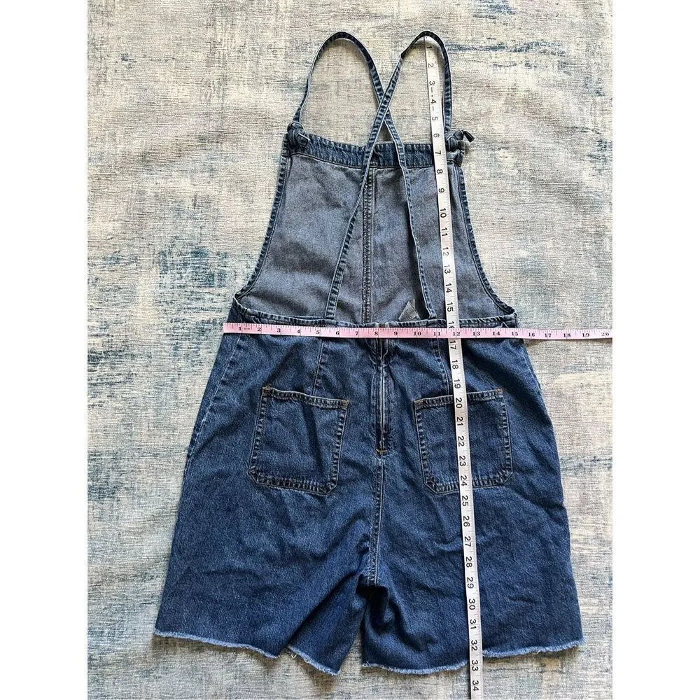 Cambridge Dry Good Company Blue Denim Overall Shorts Shortalls Women's Small - Image 6