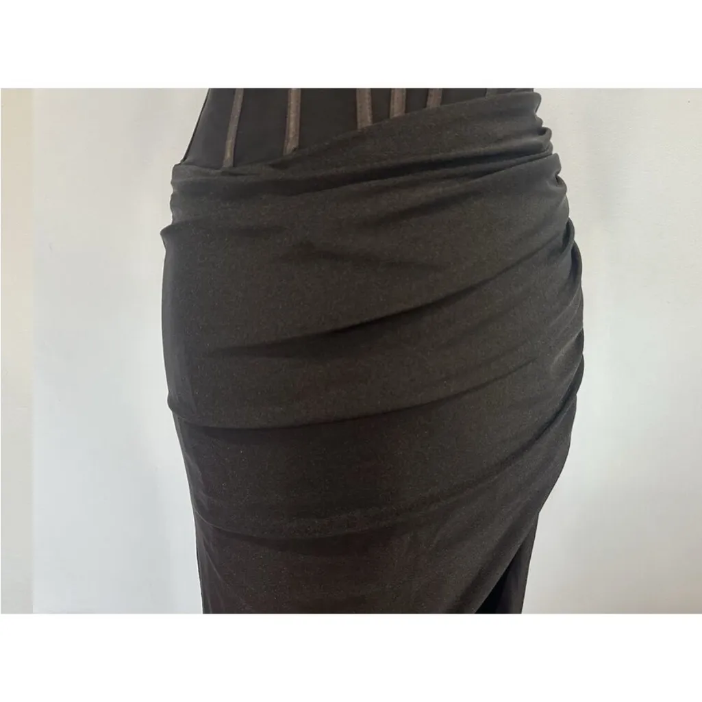 Sherri Hill 55554 Corset Ruched Satin Strapless Dress Sz 0 USED - Image 3