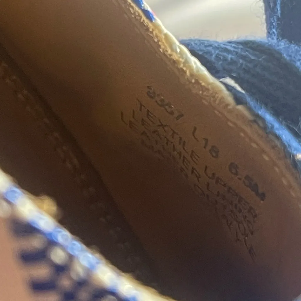 Tory Burch 6.5M Blue Plaid Espadrille Ballet Flats Made in Italy Lace Up - Image 4