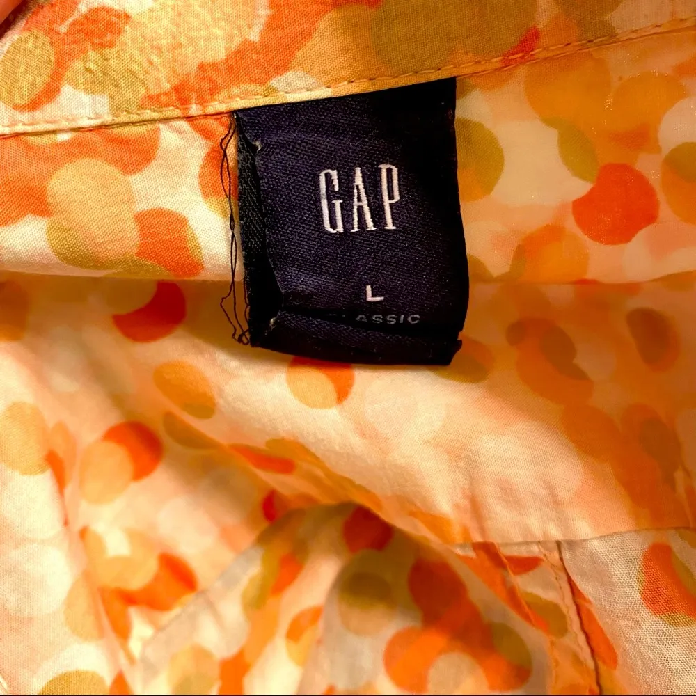 Gap|| Cream/peach/tan dot button down long sleeve blouse - Image 6