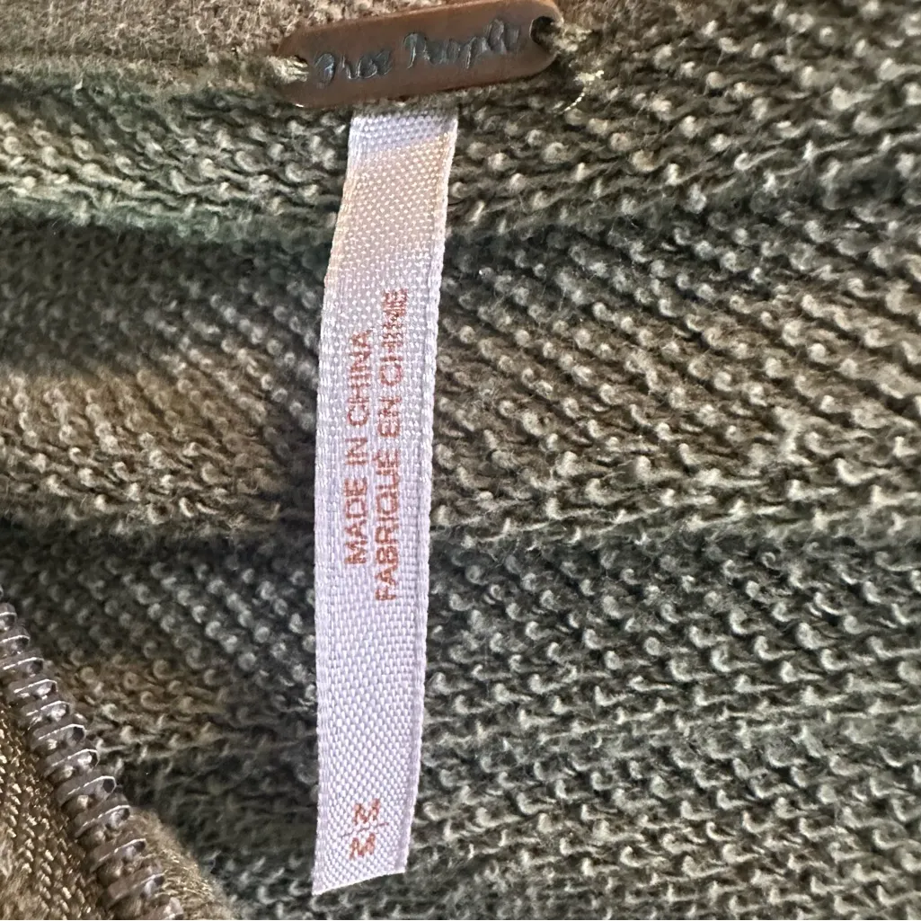 Free People Bohemian Tiered Trapeze Zip Sweatshirt Hoodie in Olive Green Medium - Image 7