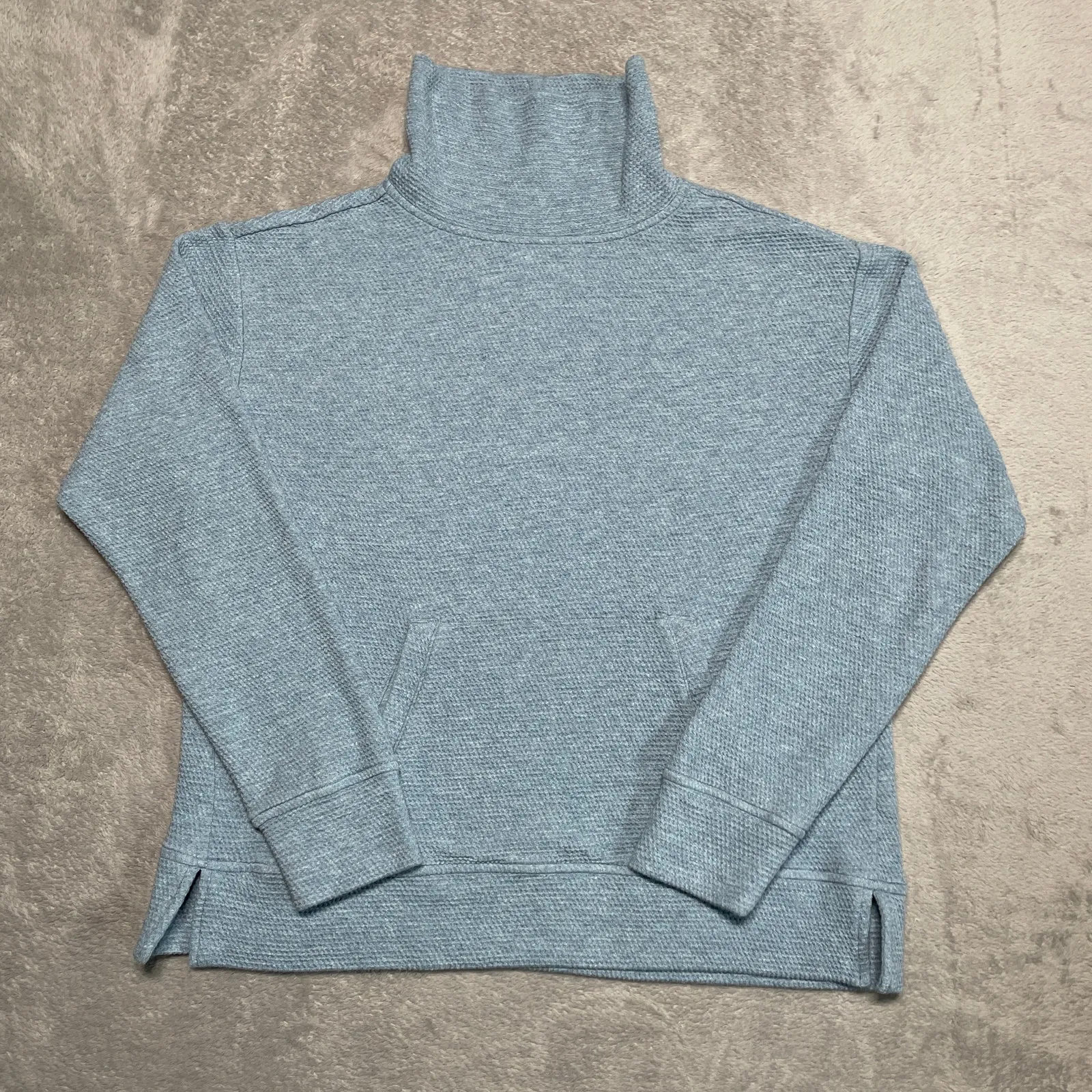 Faherty Sweater Small Blue Surf Waffle Pullover Cozy Casual Classic Coastal - Image 1
