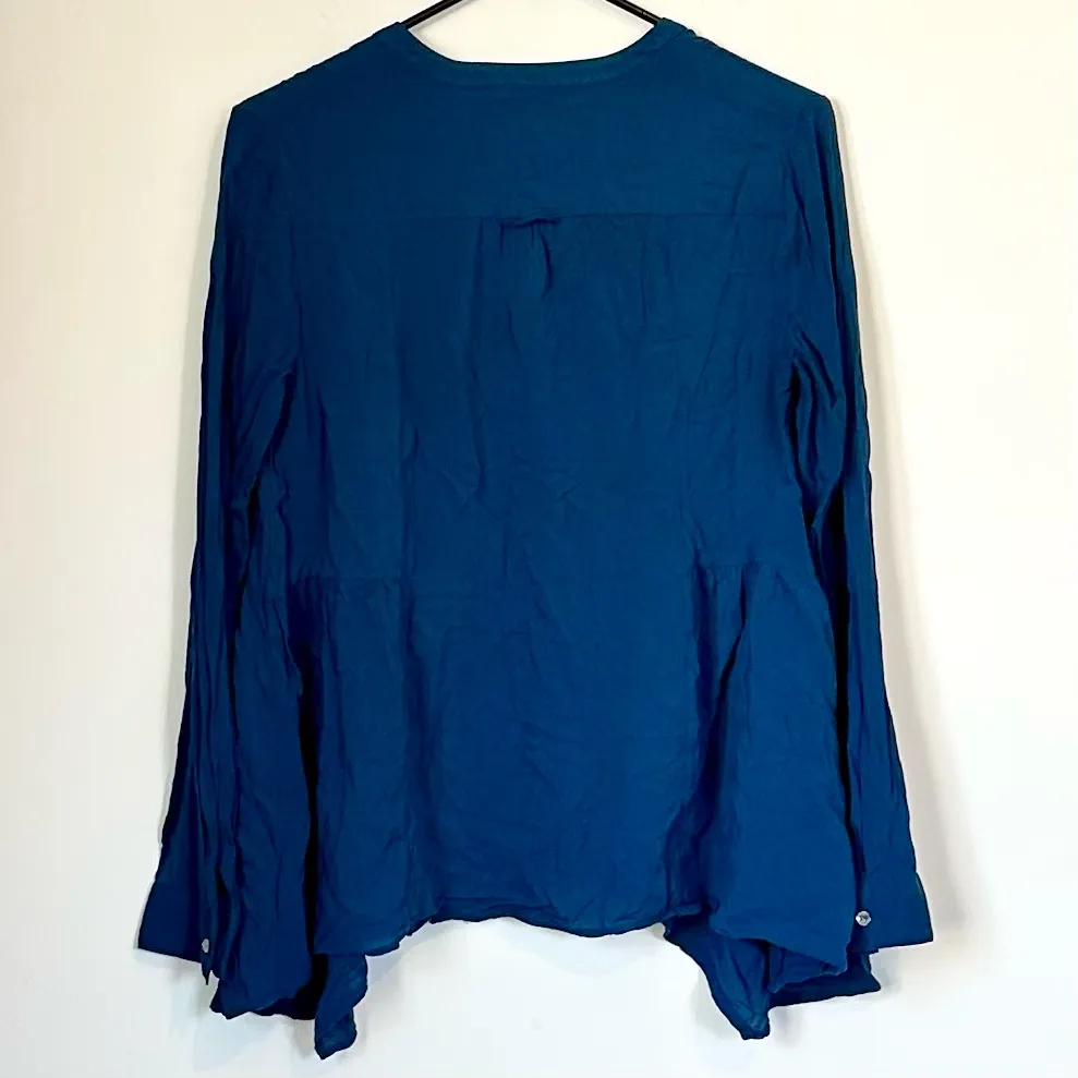 Maeve Anthropologie Laiken Henley Popover Top Womens Blue Long Sleeve - Size: 4 - Image 6