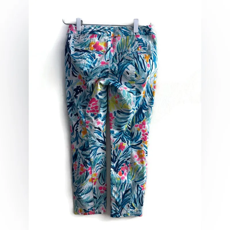 Lilly Pulitzer Blue and Pink Patterned Pants Size 00 - Image 2
