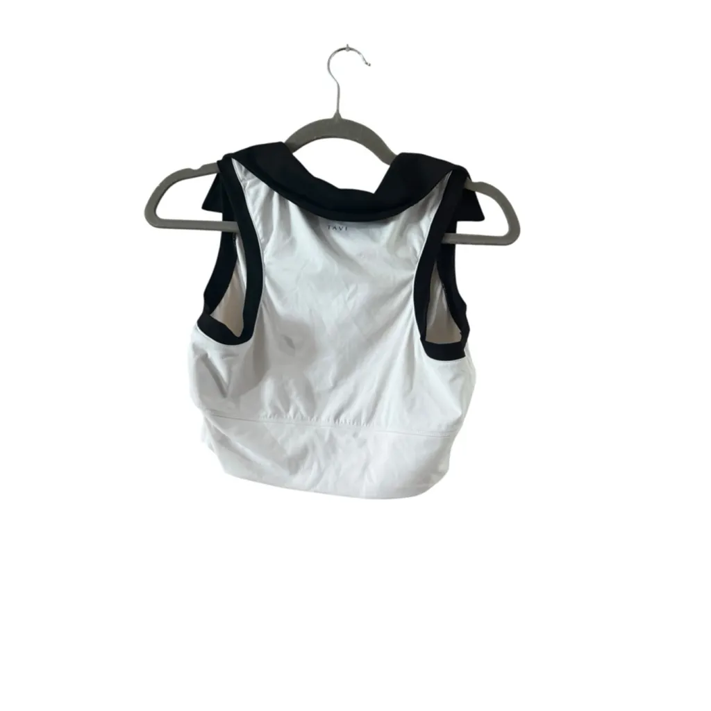 Women's TAVI White Black Collared Crop Top Size L Size L - Image 3